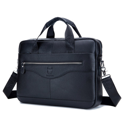 Men's First Layer Cowhide Leather Briefcase - Business Casual with Computer Compartment