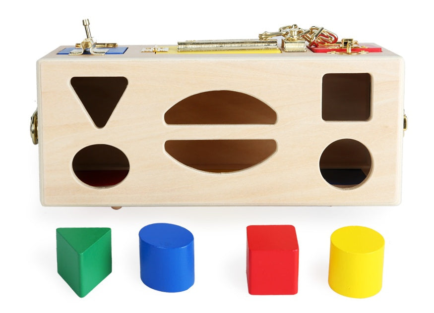 Wooden Shape Lock Box - Educational Montessori Toy for Preschool