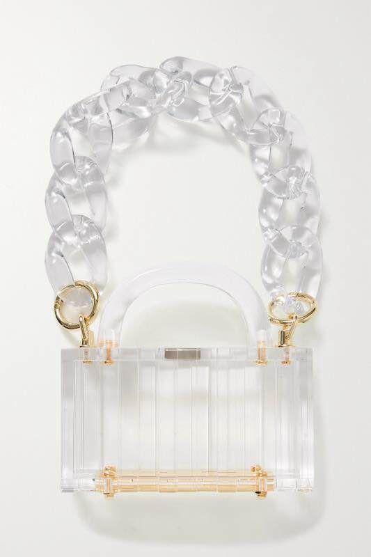 Transparent Acrylic Evening Clutch - Modern Chain Handbag