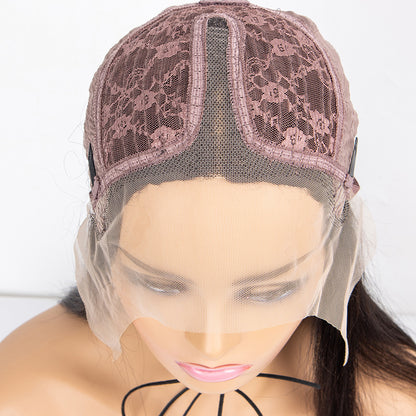 Brazilian Hair T-Shaped Lace Headgear - Remy Human Hair Wig with Qi-Style Bangs