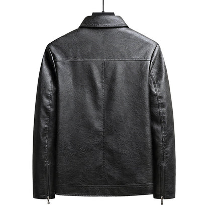 Men's Thin Leather Jacket - Lightweight Zip-Up Outerwear