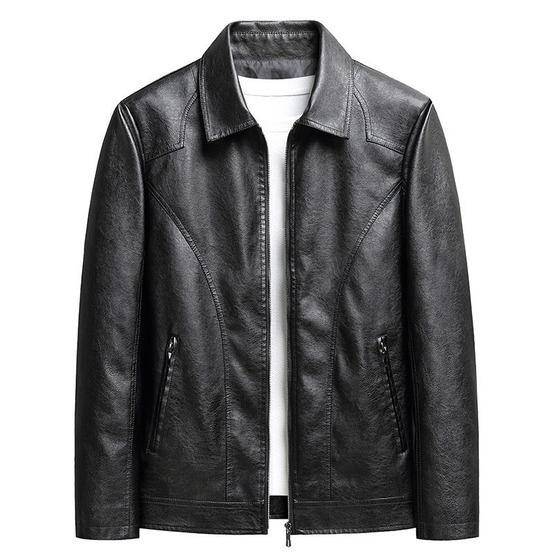 Men's Thin Leather Jacket - Lightweight Zip-Up Outerwear