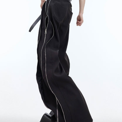 Double Layer Zipper Pants - Modern Deconstructed Design Casual Trousers