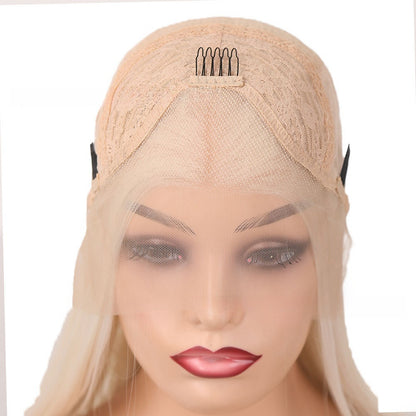 Front Lace Matte Chemical Fiber Wig - European Fashion Mixed Color Mid-Length Curly Hair