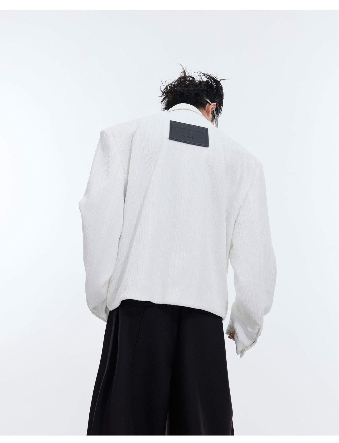 Men's Deconstructed Textured Jacket - Contemporary Asymmetric Design