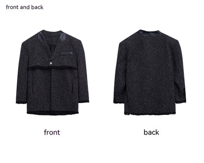 Men's Collarless Three-Dimensional Split Coat - Contemporary Design