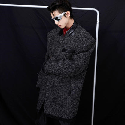 Men's Collarless Three-Dimensional Split Coat - Contemporary Design