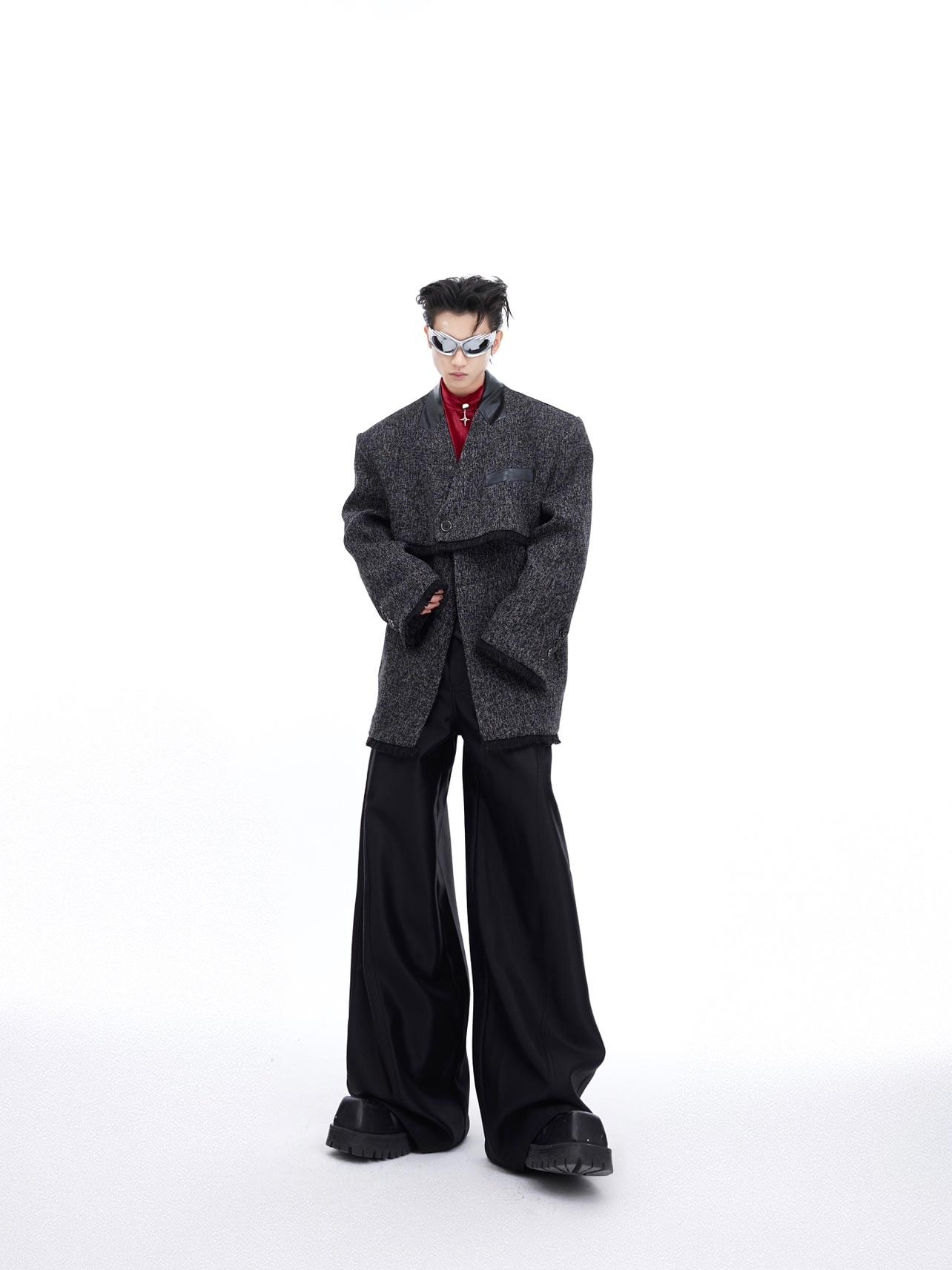 Men's Collarless Three-Dimensional Split Coat - Contemporary Design