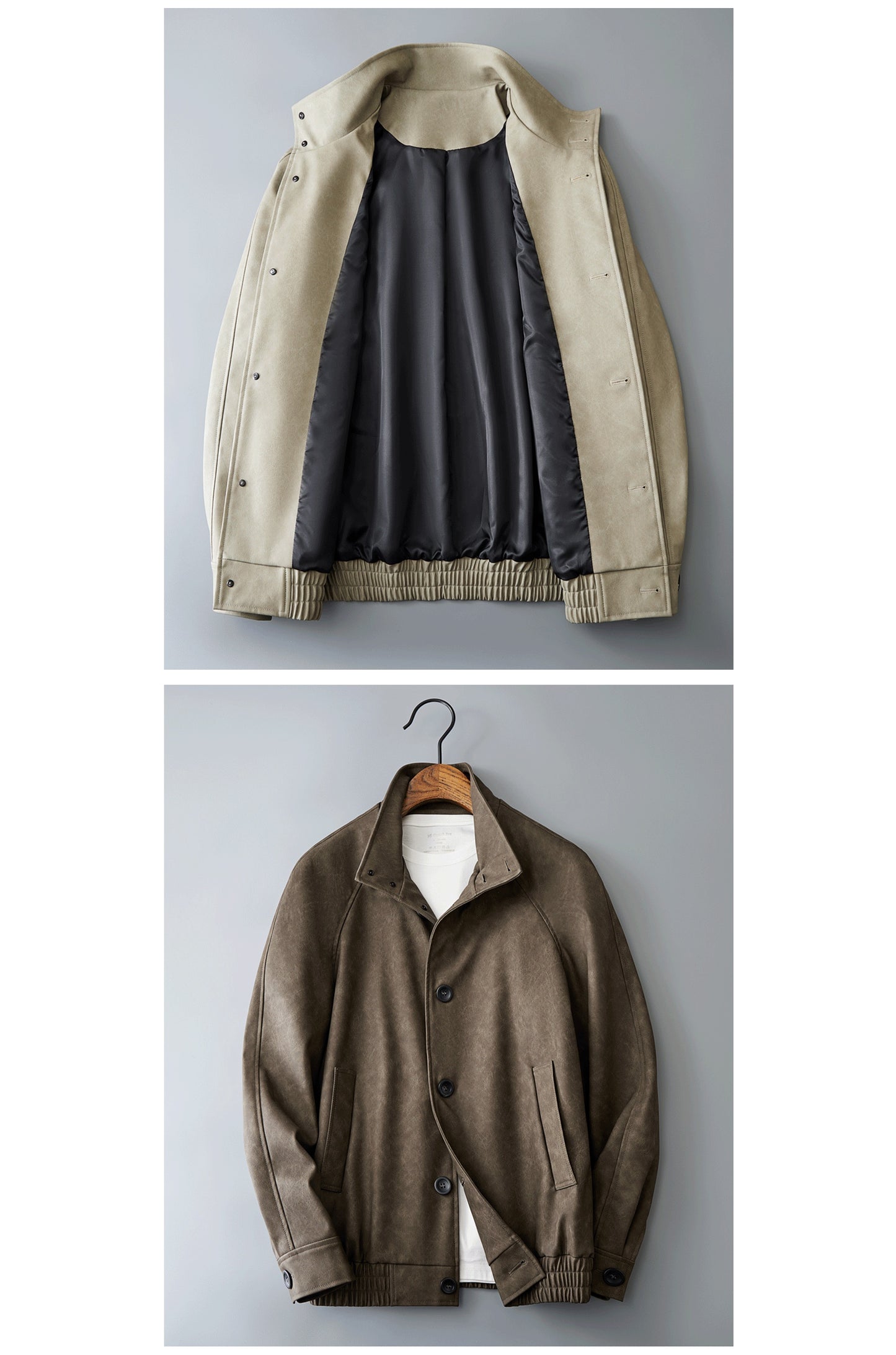 Casual Korean Retro Two-Tone Men's Synthetic Leather Coat - Short Loose Fit Jacket