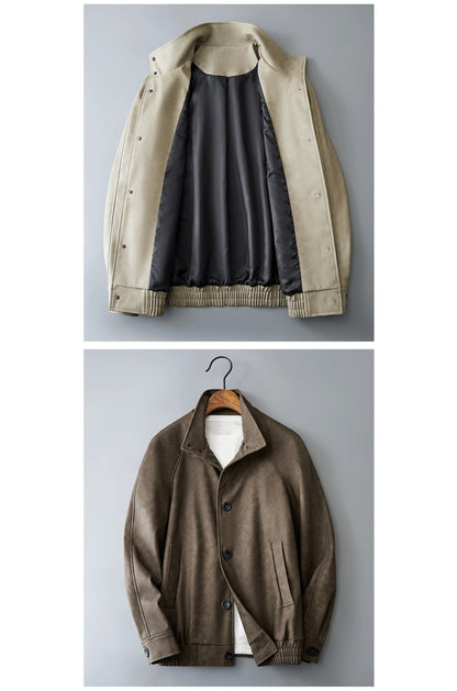 Casual Korean Retro Two-Tone Men's Synthetic Leather Coat - Short Loose Fit Jacket
