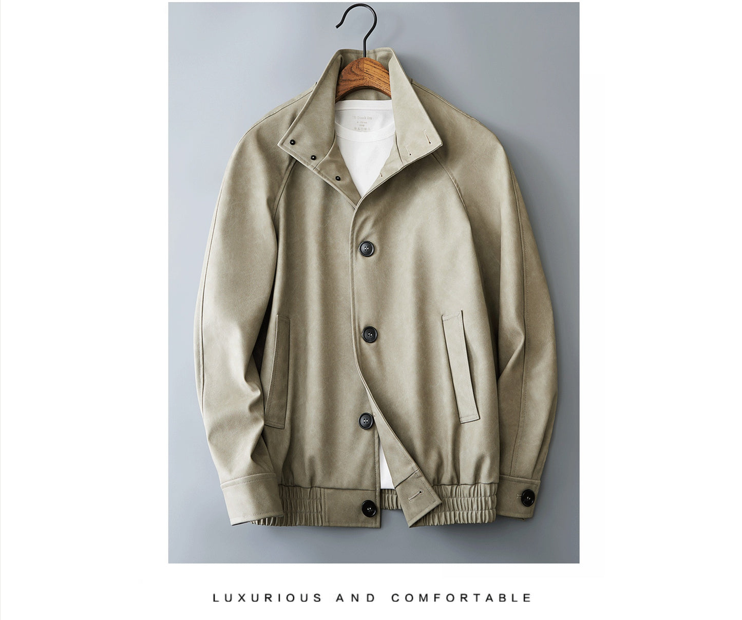 Casual Korean Retro Two-Tone Men's Synthetic Leather Coat - Short Loose Fit Jacket