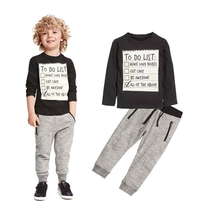 Boys 2-Piece Clothing Set - Cotton Long Sleeve T-Shirt & Pants for Ages 3-7