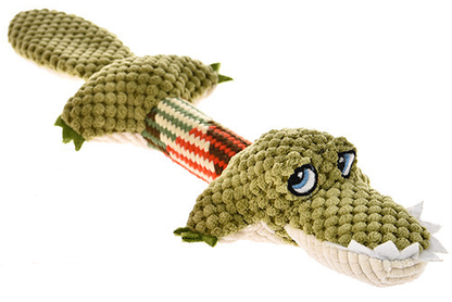 Plush Squeaky Dog Toy - Crocodile Shape Chew Toy with Sound
