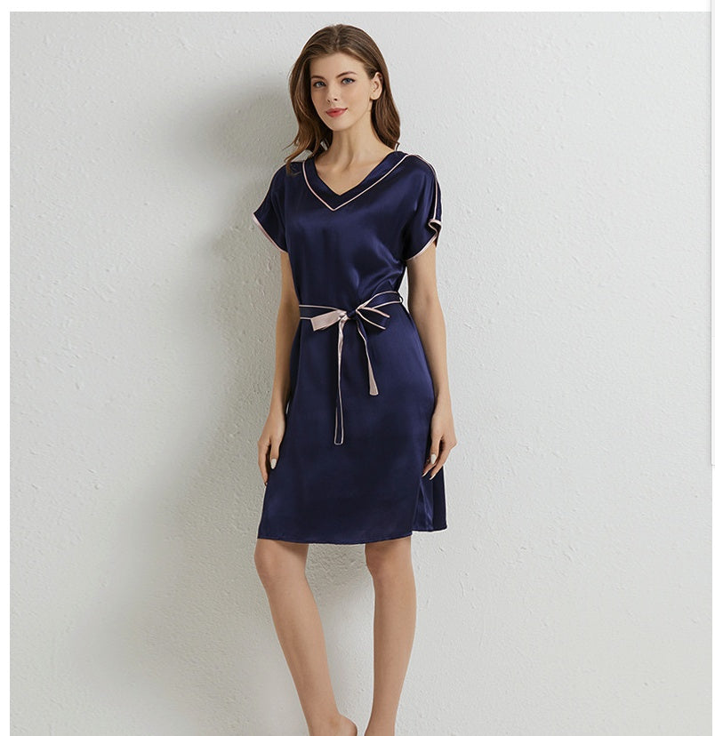 Elegant Silk Sleep Dress - V-Neck Chemise Nightgown