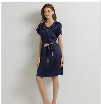 Elegant Silk Sleep Dress - V-Neck Chemise Nightgown