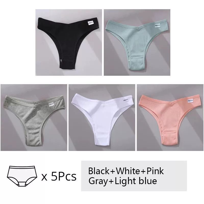 Women's Cotton Underwear 5-Piece Set - Mid-Rise Comfort Panties M-XL