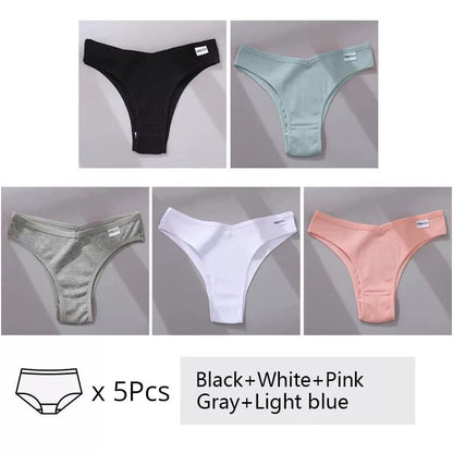 Women's Cotton Underwear 5-Piece Set - Mid-Rise Comfort Panties M-XL