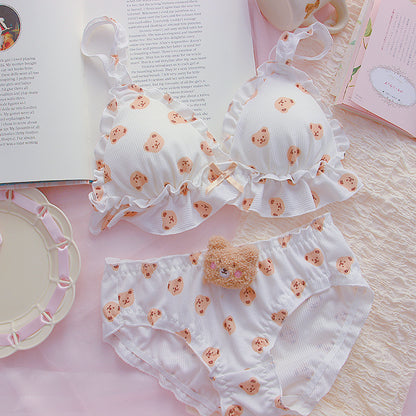 Girls' Cotton Bra and Shorts Set - Comfortable Support with Sponge Padding