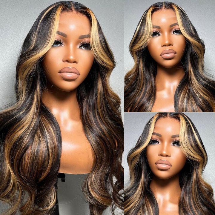 Highlight Ombre Wavy Lace Front Wig - Glueless Human Hair