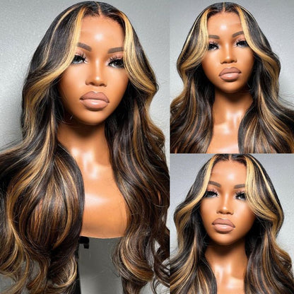 Highlight Ombre Wavy Lace Front Wig - Glueless Human Hair