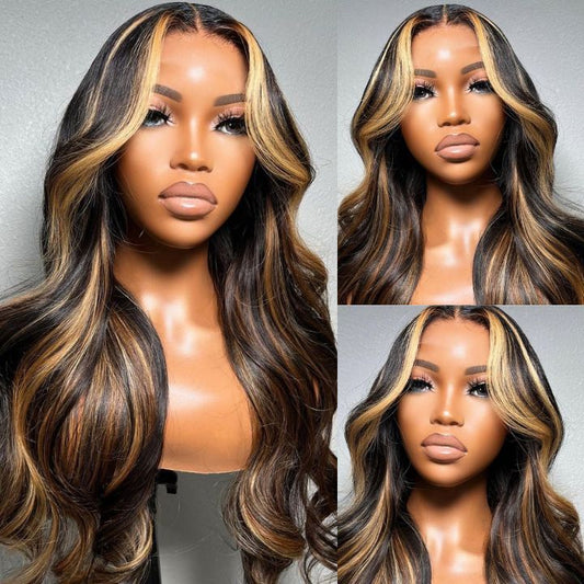 Highlight Ombre Wavy Lace Front Wig - Glueless Human Hair