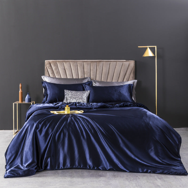 Luxe Washed Silk 4-Piece Bedding Set - 100% Mulberry Silk European-Style with Duvet Cover, Sheet, and Pillowcases