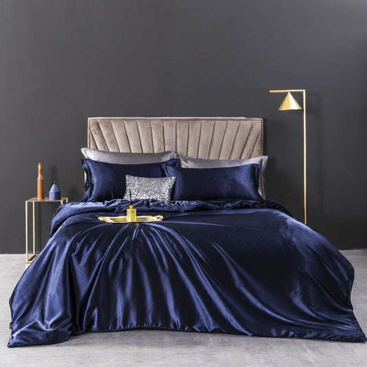 Luxe Washed Silk 4-Piece Bedding Set - 100% Mulberry Silk European-Style with Duvet Cover, Sheet, and Pillowcases