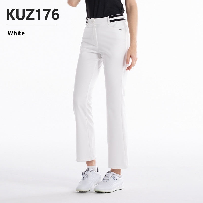 Women's Flared Elastic Waist Sports Pants - Cotton Blend Golf Trousers