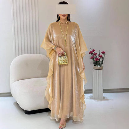 Women's Solid Color Loose Casual Cardigan Robe Dress - Long Sleeve Polyester