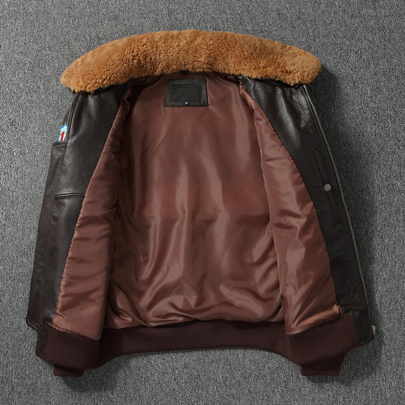 Casual Cowhide Leather Jacket - Vintage Style with Lapel Collar and Zipper for Men & Women