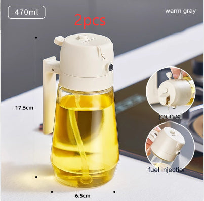 Olive Oil Sprayer Dispenser - 470ml Glass 2-in-1 Spray & Pour Bottle
