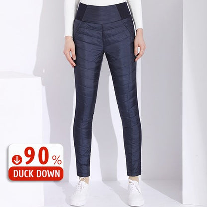Women's Duck Down Jogger Pants - Insulated Winter Trousers