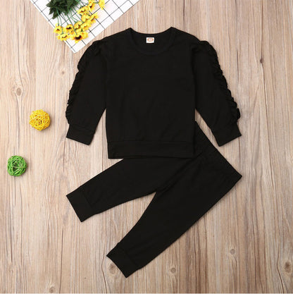 Baby Ruffle Sweatshirt Set - 2-Piece Long Sleeve Top & Pants Outfit
