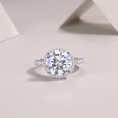 5 Carat Moissanite Sterling Silver Ring - Platinum Plated Wedding Band