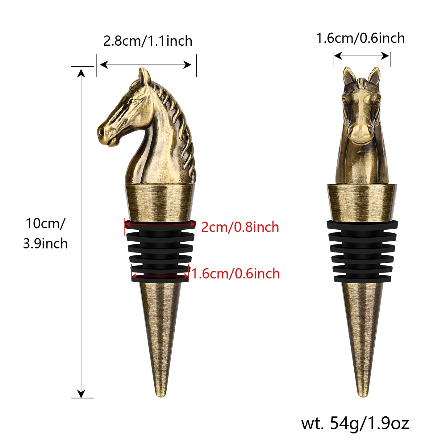 Horse Head Wine Bottle Stopper - Zinc Alloy Decorative Stopper