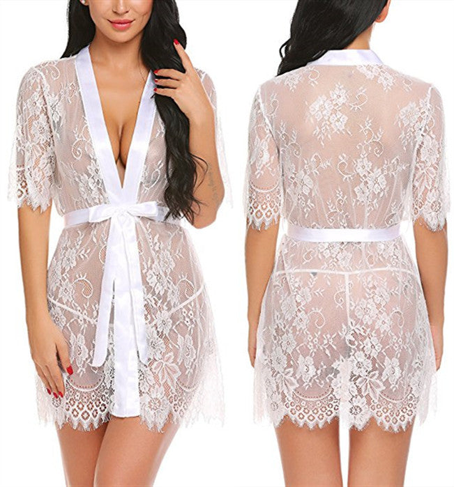 Women's Lace Sleepwear - V-Neck Polyester Pajamas