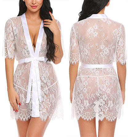 Women's Lace Sleepwear - V-Neck Polyester Pajamas