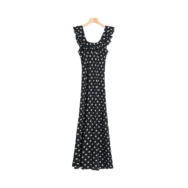 V-Neck Reversible Polka Dot Silk Dress