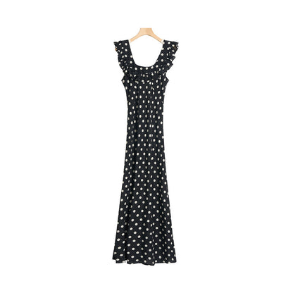 V-Neck Reversible Polka Dot Silk Dress