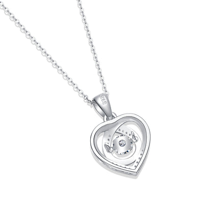 Moissanite Heart Necklace Pendant - 0.5 Carat S925 Silver Platinum-Plated with GRA Certificate