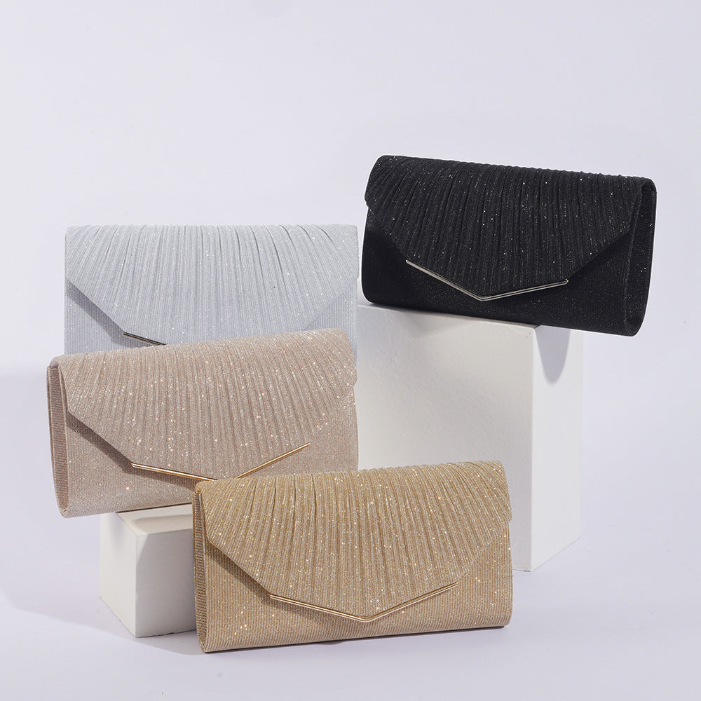 Vintage Evening Clutch Pillow Bag - Retro Pleated Flap Handbag for Parties