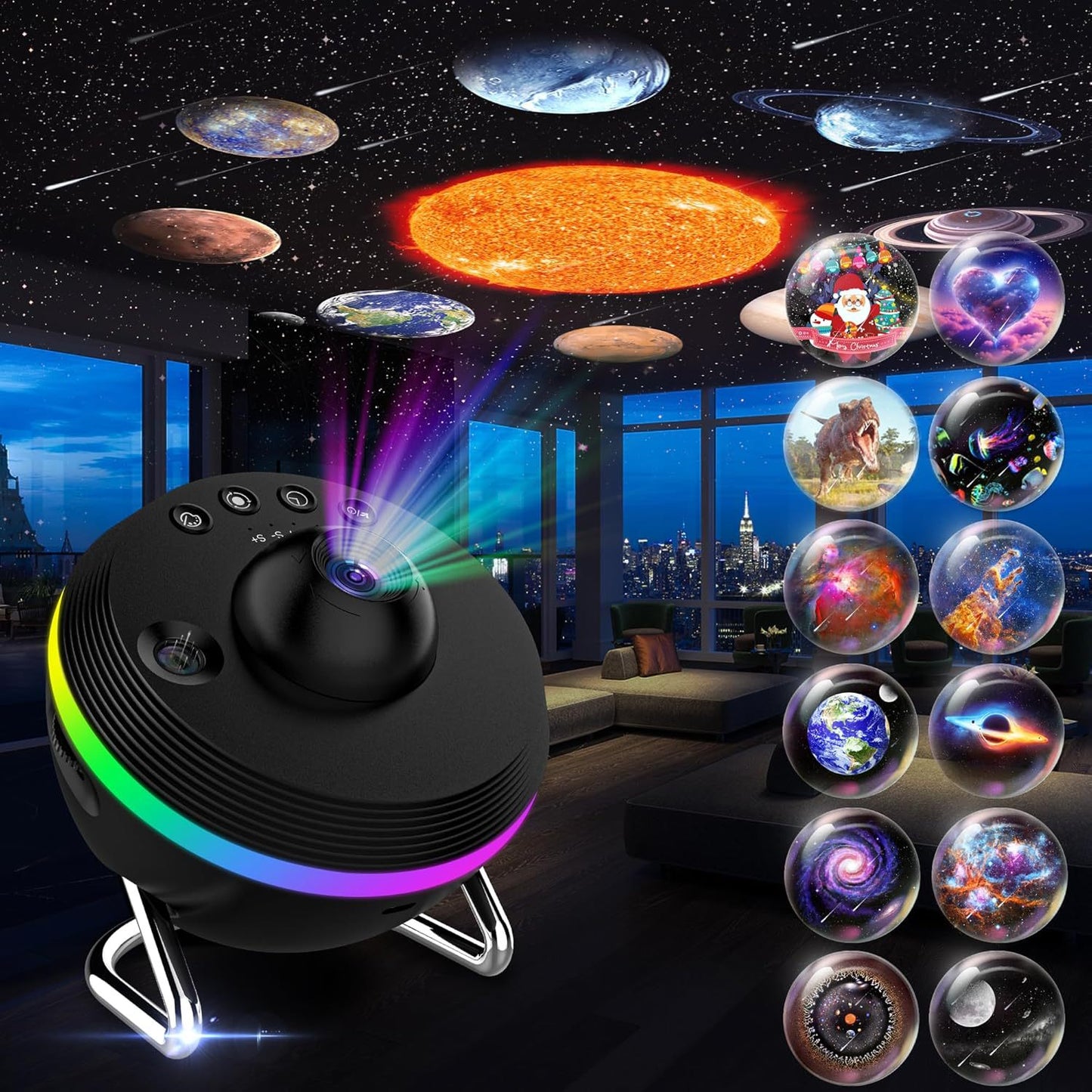 13-in-1 Galaxy Projector - Ultra Clear Space Planetarium Light with Meteor Effects