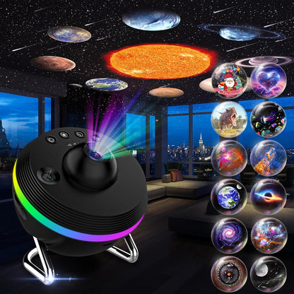 13-in-1 Galaxy Projector - Ultra Clear Space Planetarium Light with Meteor Effects
