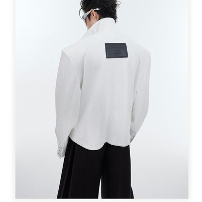 Men's Deconstructed Textured Jacket - Contemporary Asymmetric Design