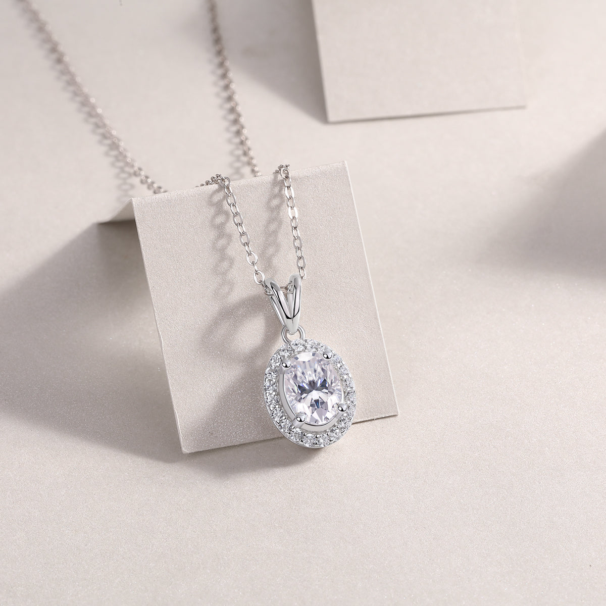 V-Shaped Infinity Moissanite Necklace - S925 Sterling Silver Platinum Plated Pendant