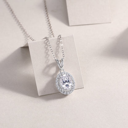 V-Shaped Infinity Moissanite Necklace - S925 Sterling Silver Platinum Plated Pendant