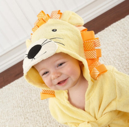 Cotton Baby Hooded Bathrobe - Cute Animal Design Bath Towel