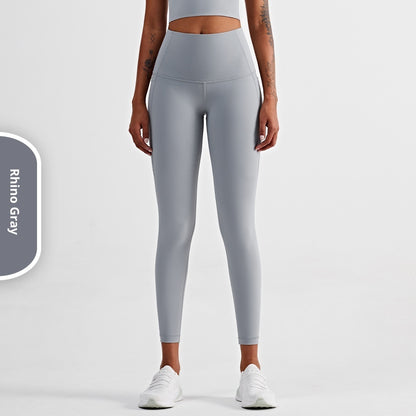High-Waist Yoga Pants with Pockets - Women's Brushed Nylon Fitness Leggings
