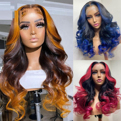Gradient Real Human Hair Wig - Multi-Color with Double Layer Mechanism for Women