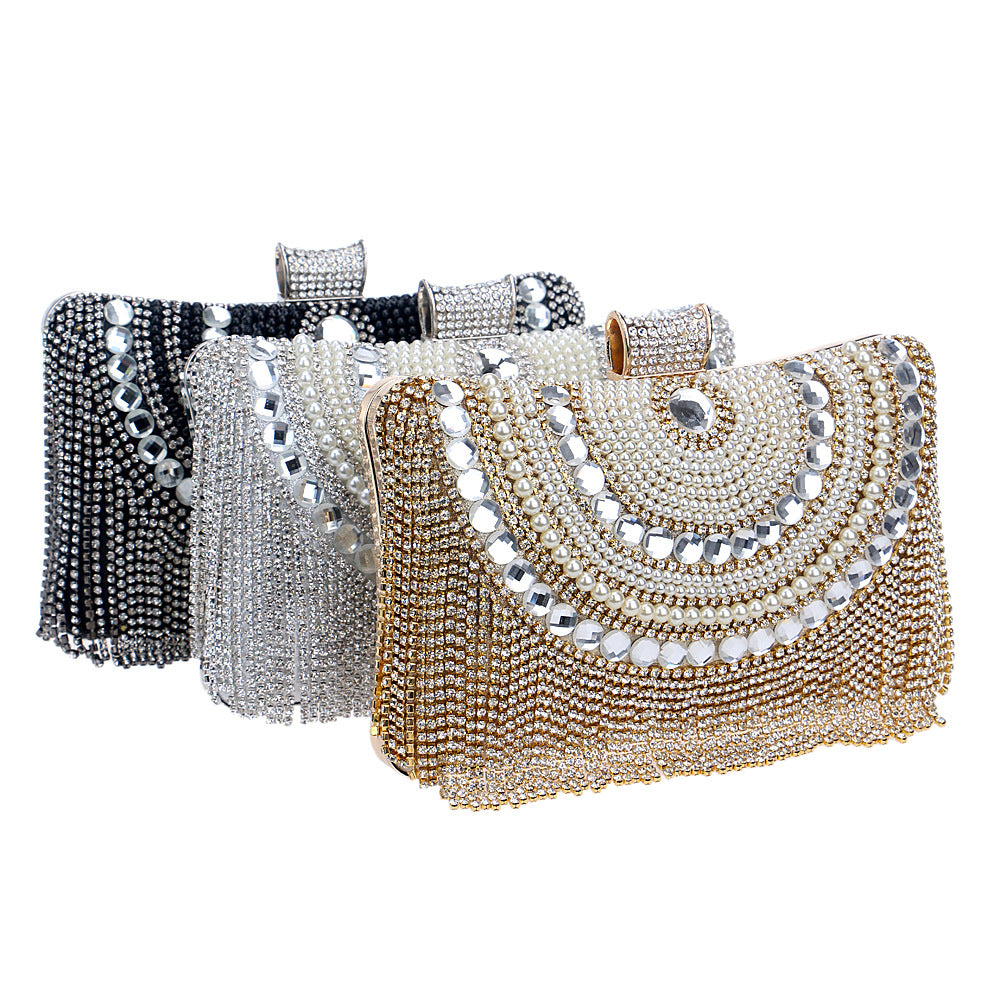 Elegant Tassel Evening Clutch with Crystal Embellishments